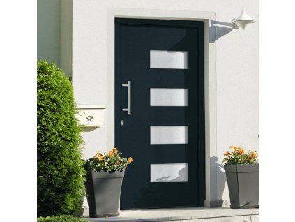 Vchodové dveře hliník a PVC antracitové 110 x 210 cm 3056829