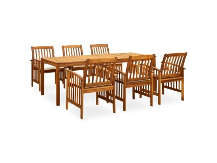 7dílný zahradní jídelní set s poduškami masivní akáciové dřevo 3058090
