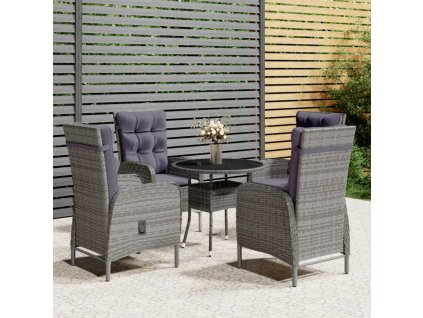 5dílný zahradní bistro set polyratan šedý 3058550