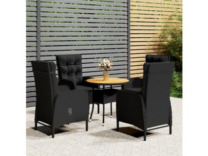 5dílný zahradní bistro set polyratan černý 3058553