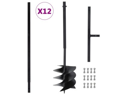 Zemní vrták s rukojetí 250 mm s prodlužovací trubkou 12 m ocel 3059408