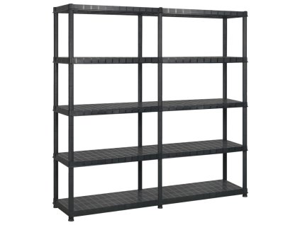 Úložný regál 5patrový černý 170 x 40 x 185 cm plast 3059853