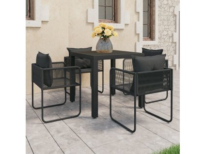 5dílná zahradní jídelní souprava PVC ratan černá 3060101