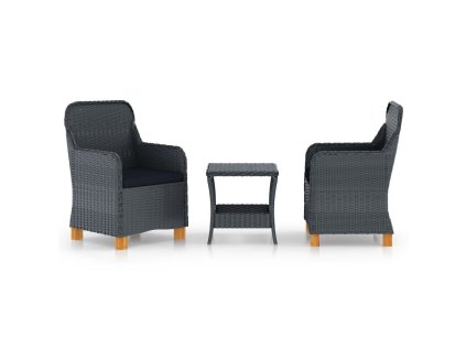 3dílná zahradní sedací souprava podušky polyratan tmavě šedá 3060179