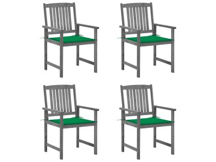 Zahradní židle s poduškami 4 ks šedé masivní akáciové dřevo 3061232