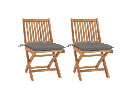 Zahradní židle 2 ks šedé podušky masivní teak 3062449