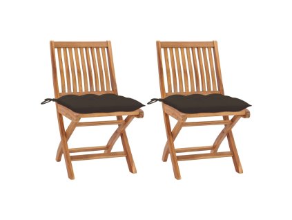 Zahradní židle 2 ks taupe podušky masivní teak 3062456