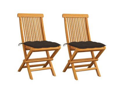 Zahradní židle s taupe poduškami 2 ks masivní teak 3062483