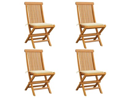 Zahradní židle s krémovými poduškami 4 ks masivní teak 3062570