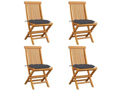 Zahradní židle s antracitovými poduškami 4 ks masivní teak 3062583