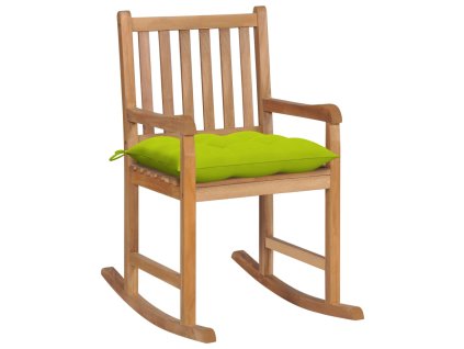 Houpací křeslo s jasně zelenou poduškou masivní teak 3062783
