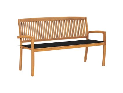 Stohovatelná zahradní lavice s poduškou 159 cm masivní teak 3063313