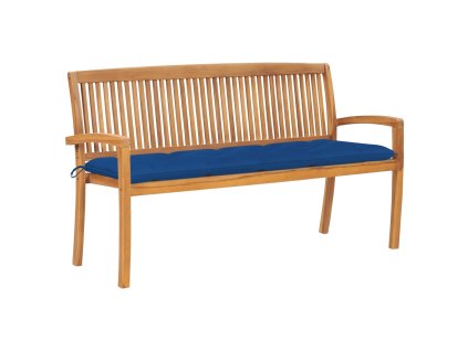 Stohovatelná zahradní lavice s poduškou 159 cm masivní teak 3063331