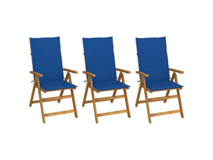 Skládací zahradní židle s poduškami 3 ks masivní akáciové dřevo 3064099