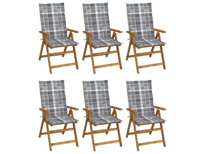 Skládací zahradní židle s poduškami 6 ks masivní akácie 3064133