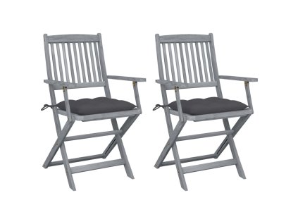Skládací zahradní židle s poduškami 2 ks masivní akáciové dřevo 3064497