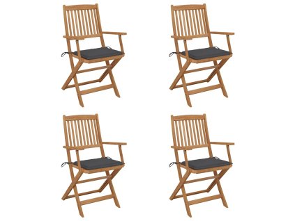 Skládací zahradní židle s poduškami 4 ks masivní akáciové dřevo 3064617