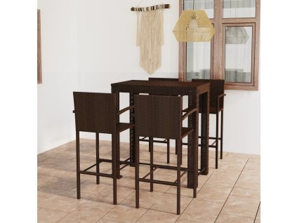 5dílný zahradní barový set s područkami polyratan hnědý 3064810