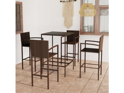 5dílný zahradní barový set polyratan hnědý 3064839