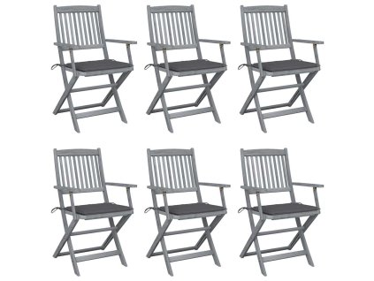 Skládací zahradní židle s poduškami 6 ks masivní akáciové dřevo 3065407