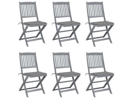 Skládací zahradní židle s poduškami 6 ks masivní akáciové dřevo 3065435