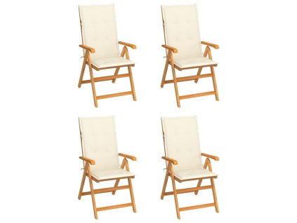 Zahradní židle 4 ks s krémovými poduškami masivní teak 3065532