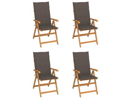 Zahradní židle 4 ks taupe podušky masivní teak 3065538