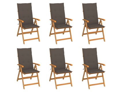 Zahradní židle 6 ks taupe podušky masivní teak 3065568