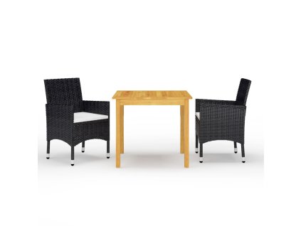 3dílný zahradní jídelní set černý 3067667