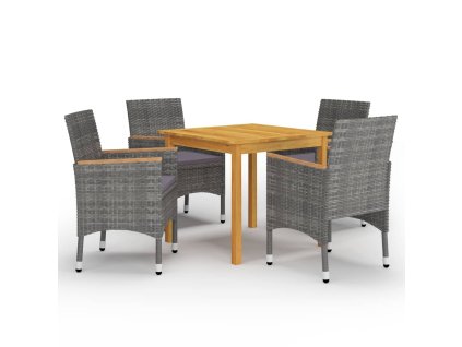 5dílný zahradní jídelní set šedý 3067678