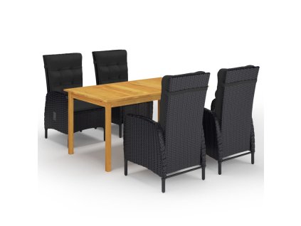 5dílný zahradní jídelní set černý 3067774