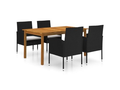 5dílný zahradní jídelní set černý 3067832