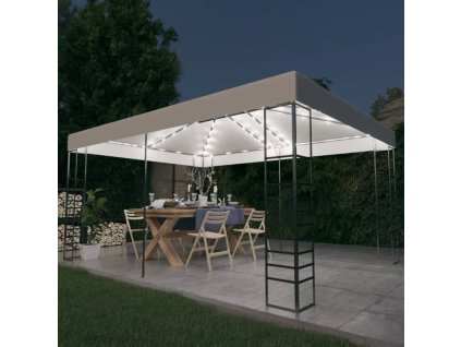 Altán se světelnými LED řetězy 4 x 3 x 2,7 m bílý 3070307