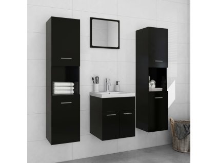 Set koupelnového nábytku černý dřevotříska 3071037