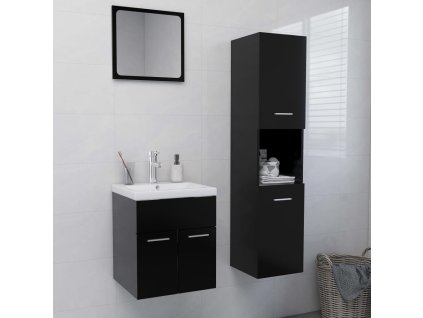 Set koupelnového nábytku černý dřevotříska 3071127