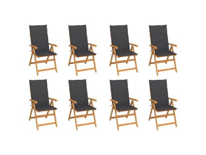 Polohovací zahradní židle s poduškami 8 ks masivní teak 3072541