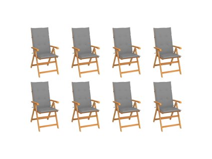 Polohovací zahradní židle s poduškami 8 ks masivní teak 3072542