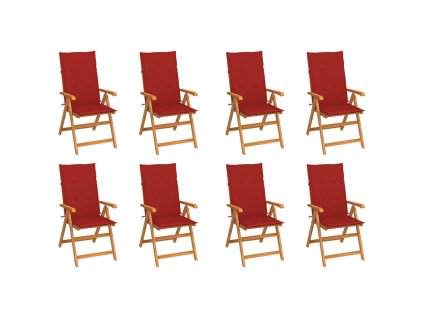 Polohovací zahradní židle s poduškami 8 ks masivní teak 3072547