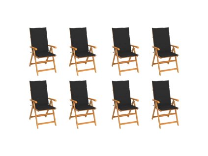Polohovací zahradní židle s poduškami 8 ks masivní teak 3072548