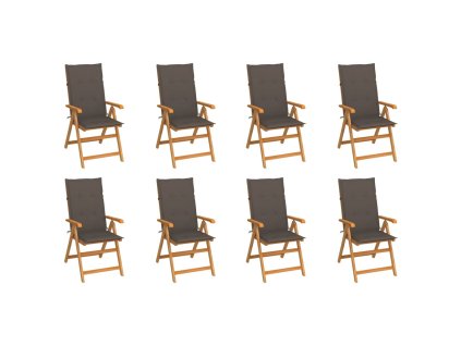 Polohovací zahradní židle s poduškami 8 ks masivní teak 3072549