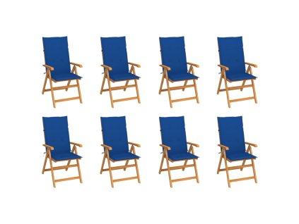 Polohovací zahradní židle s poduškami 8 ks masivní teak 3072551