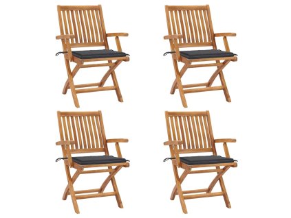 Skládací zahradní židle s poduškami 4 ks masivní teak 3072723