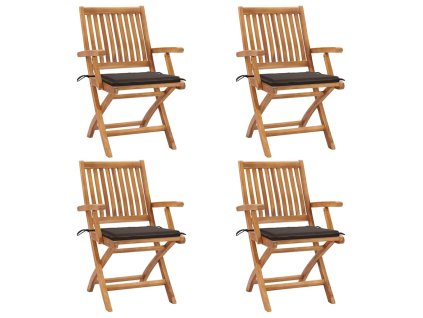 Skládací zahradní židle s poduškami 4 ks masivní teak 3072731