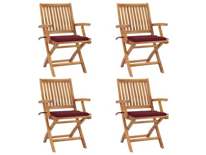 Skládací zahradní židle s poduškami 4 ks masivní teak 3072732