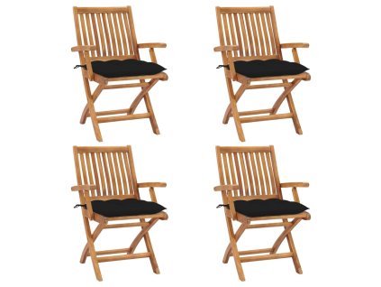 Skládací zahradní židle s poduškami 4 ks masivní teak 3072746