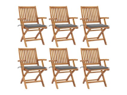 Skládací zahradní židle s poduškami 6 ks masivní teak 3072751