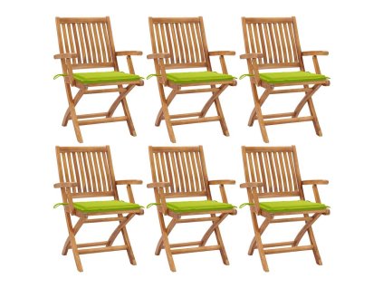 Skládací zahradní židle s poduškami 6 ks masivní teak 3072761