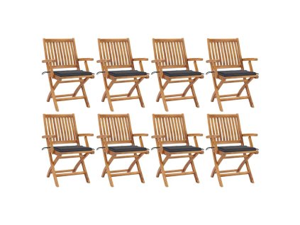 Skládací zahradní židle s poduškami 8 ks masivní teak 3072777