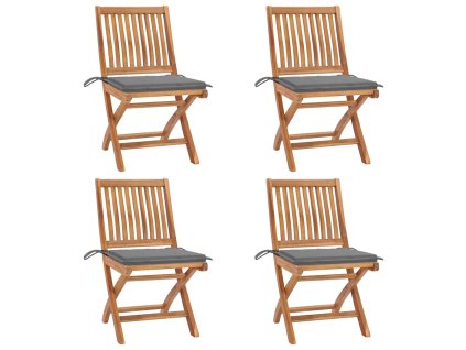 Skládací zahradní židle s poduškami 4 ks masivní teak 3072808