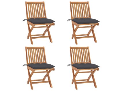 Skládací zahradní židle s poduškami 4 ks masivní teak 3072822